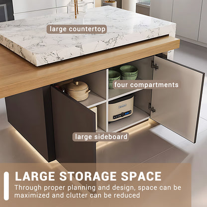 Aihm-Lon Kitchen Island with Extendable Dinning Table with Wheels 85.82"-101.57"