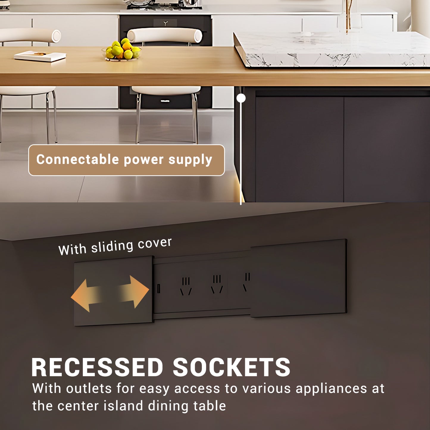 Aihm-Lon Kitchen Island with Extendable Dinning Table with Wheels 85.82"-101.57"