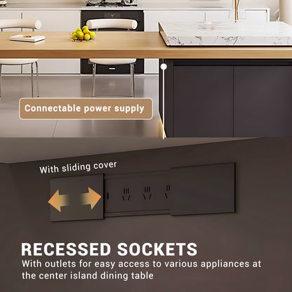 Aihm-Lon Kitchen Island with Extendable Dinning Table with Wheels 85.82"-101.57"