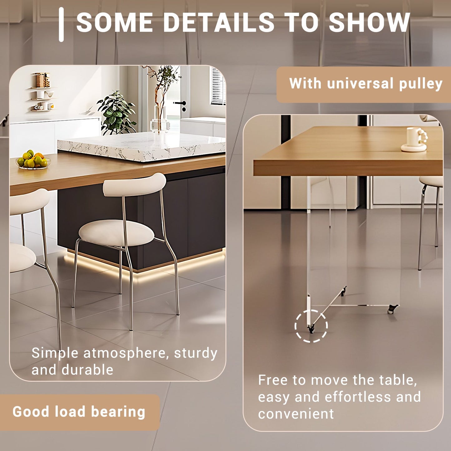 Aihm-Lon Kitchen Island with Extendable Dinning Table with Wheels 85.82"-101.57"