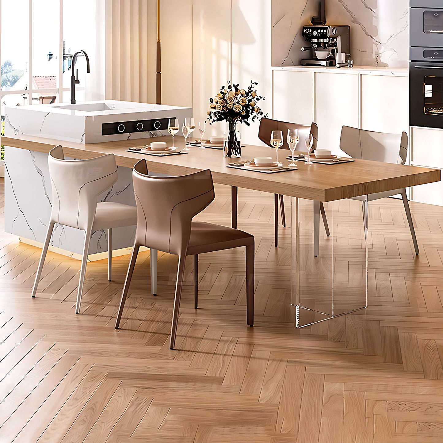 Aihm-Lon Kitchen Island with Sink and Extendable Table 92.12"-99.99"