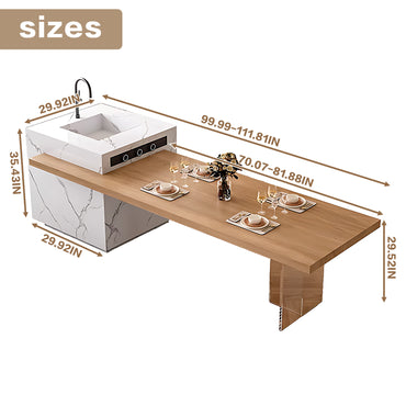 Aihm-Lon Kitchen Island with Sink and Extendable Table 92.12"-99.99"