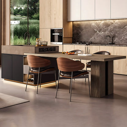 Aihm-Lon Brown Kitchen Island with Extendable Table 85.82"-109.44"