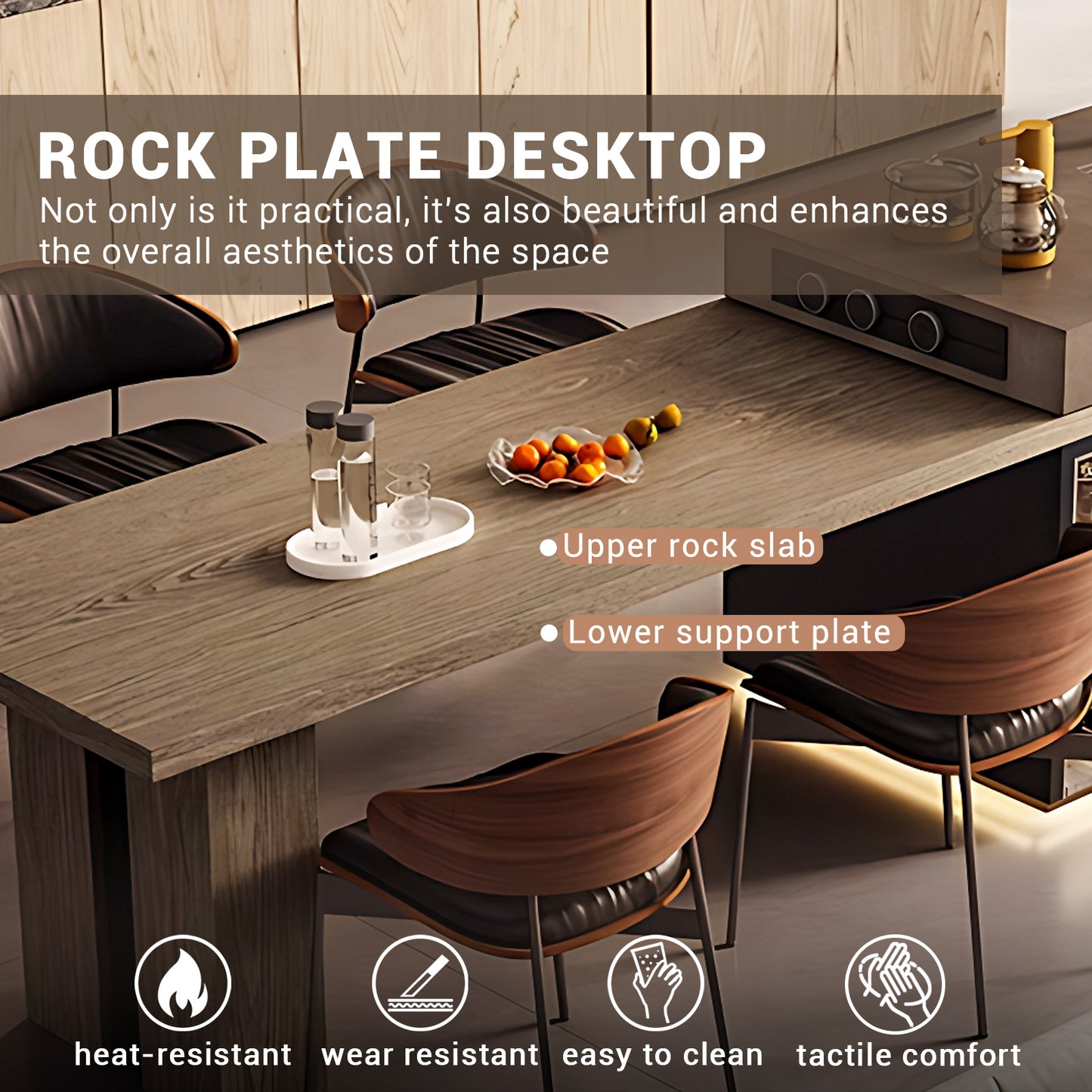 Aihm-Lon Brown Kitchen Island with Extendable Table 85.82"-109.44"