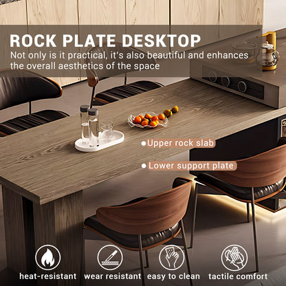 Aihm-Lon Brown Kitchen Island with Extendable Table 85.82"-109.44"