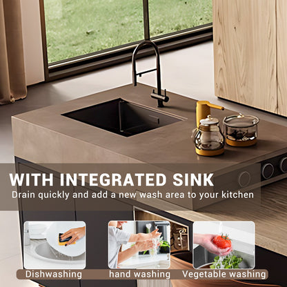 Aihm-Lon Brown Kitchen Island with Extendable Table 85.82"-109.44"