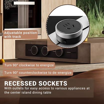 Aihm-Lon Brown Kitchen Island with Extendable Table 85.82"-109.44"