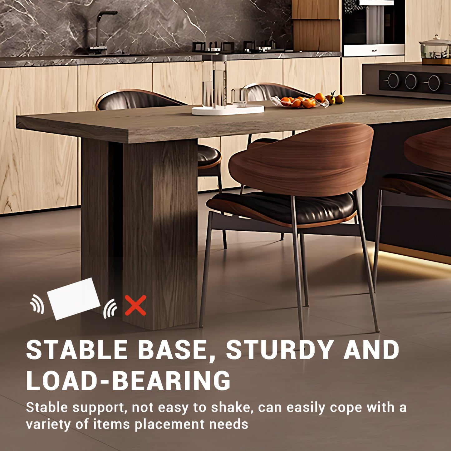 Aihm-Lon Brown Kitchen Island with Extendable Table 85.82"-109.44"