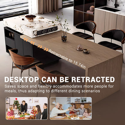 Aihm-Lon Kitchen Island with Extendable Table and Open Storage 85.82"-109.44"