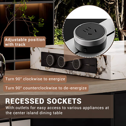 Aihm-Lon Kitchen Island with Extendable Table and Open Storage 85.82"-109.44"