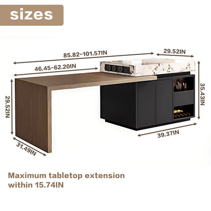 Aihm-Lon Kitchen Island with Extendable Table and Open Storage 85.82"-109.44"