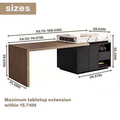 Aihm-Lon Kitchen Island with Extendable Table and Open Storage 85.82"-109.44"