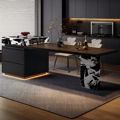 Aihm-Lon Kitchen Island with Extendable Table Pull-Out Cabinets  81.1"-104.72"