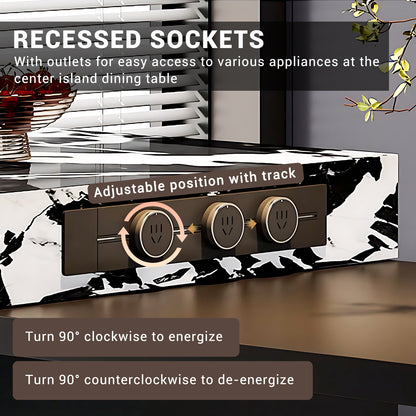 Aihm-Lon Kitchen Island with Extendable Table Pull-Out Cabinets  81.1"-104.72"