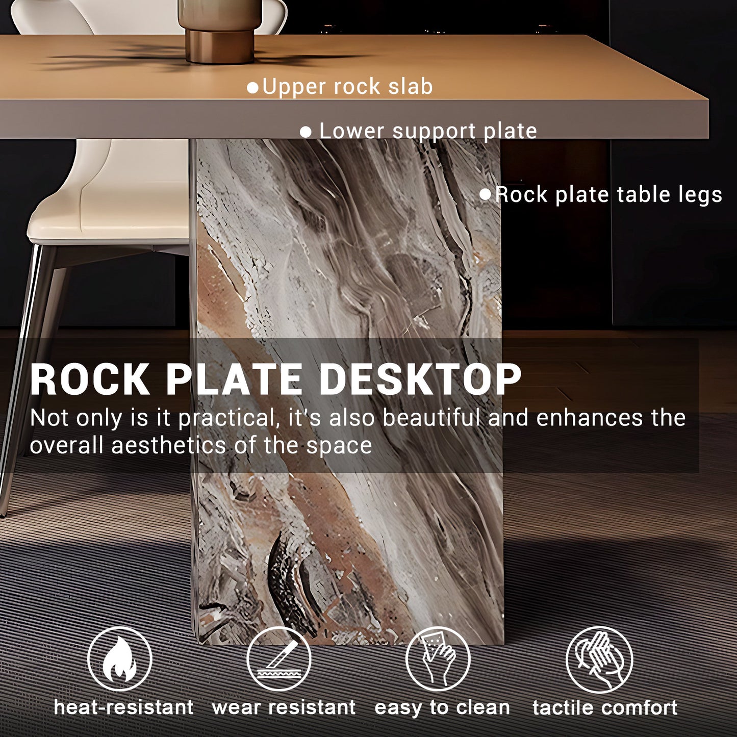 Aihm-Lon Black Kitchen Island with Extendable Table 85.03"-100.78"