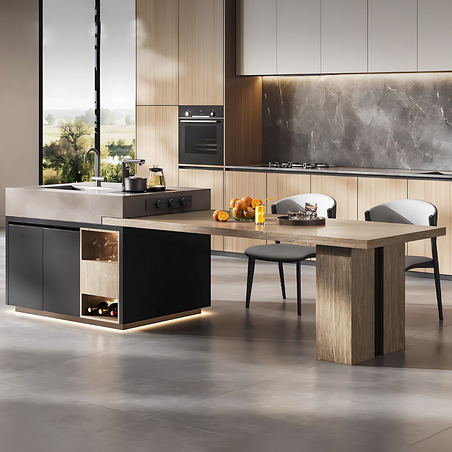 Aihm-Lon Kitchen Island with Extendable Table and Sink 78.74"-94.48"