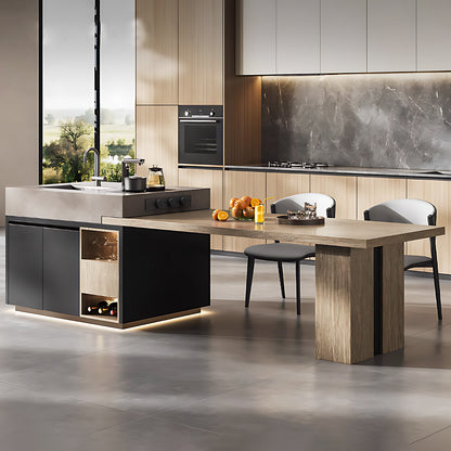 Aihm-Lon Kitchen Island with Extendable Table and Sink 78.74"-94.48"