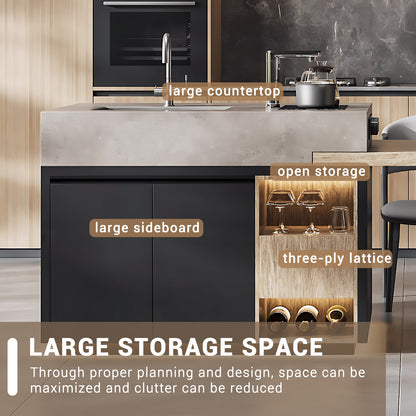 Aihm-Lon Kitchen Island with Extendable Table and Sink 78.74"-94.48"