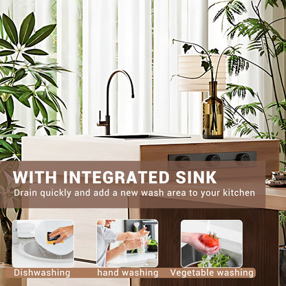 Aihm-Lon Kitchen Island with Extendable Dinning Table Sink 93.7"-101.57"