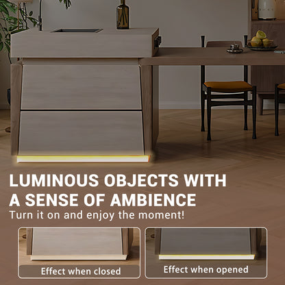 Aihm-Lon Kitchen Island with Extendable Dinning Table Sink 93.7"-101.57"