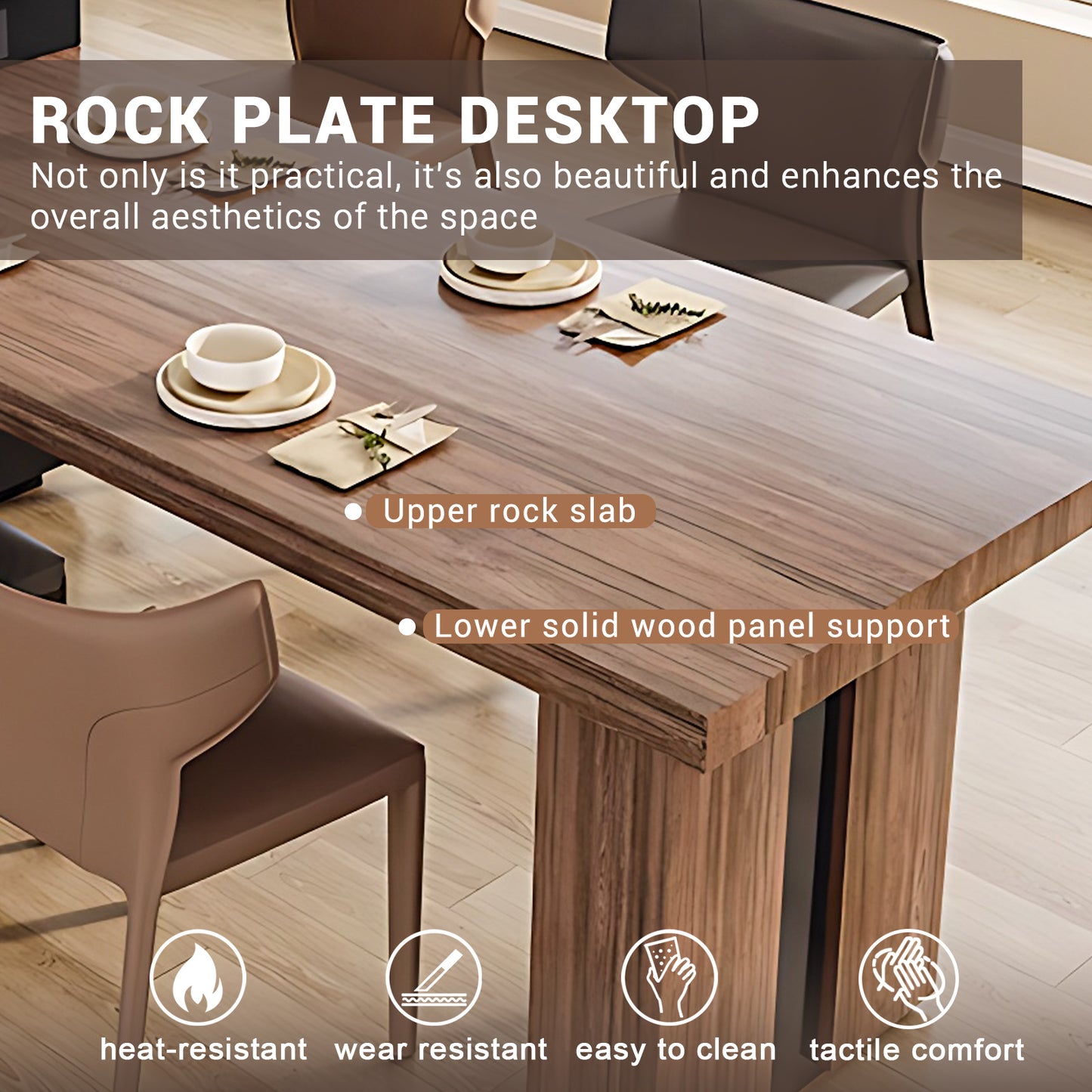 Aihm-Lon Brown Wooden Kitchen Island with Extendable Table 93.7"-101.57"