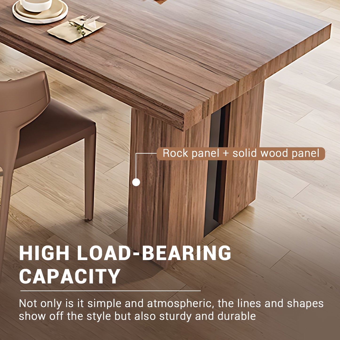 Aihm-Lon Brown Wooden Kitchen Island with Extendable Table 93.7"-101.57"