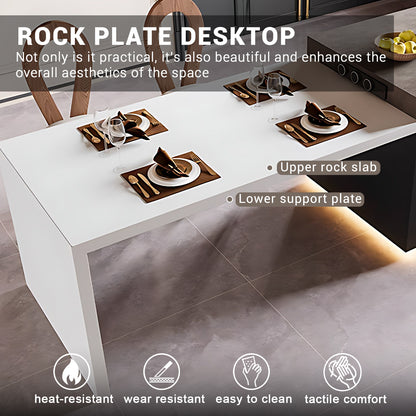 Aihm-Lon White Wooden Kitchen Island with Extendable Table 86.61"-102.36"