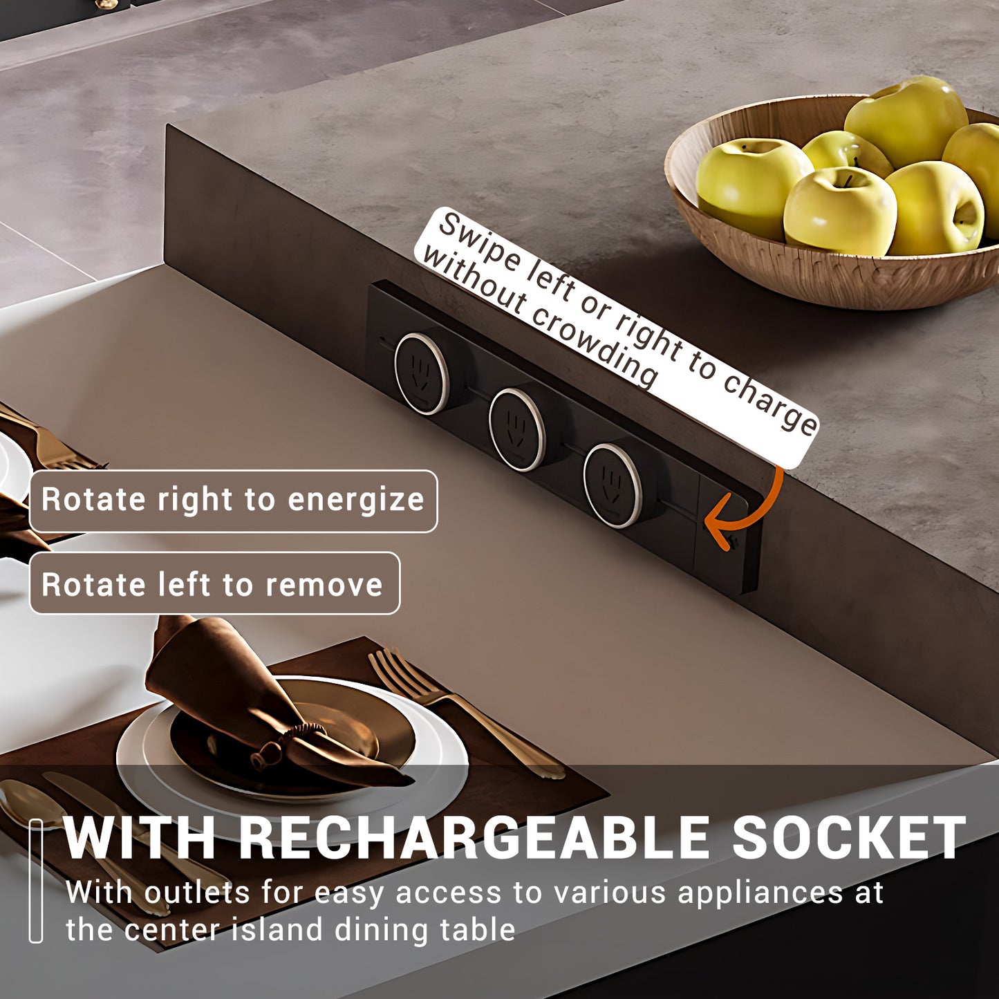 Aihm-Lon White Wooden Kitchen Island with Extendable Table 86.61"-102.36"