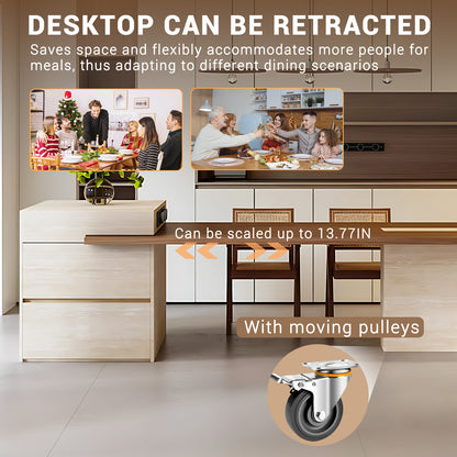 Aihm-Lon L-Shaped Kitchen Island with Extendable Table 86.61"-102.36"