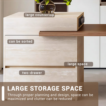 Aihm-Lon L-Shaped Kitchen Island with Extendable Table 86.61"-102.36"