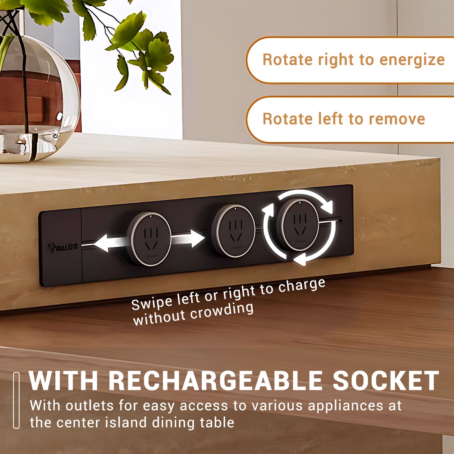 Aihm-Lon L-Shaped Kitchen Island with Extendable Table 86.61"-102.36"