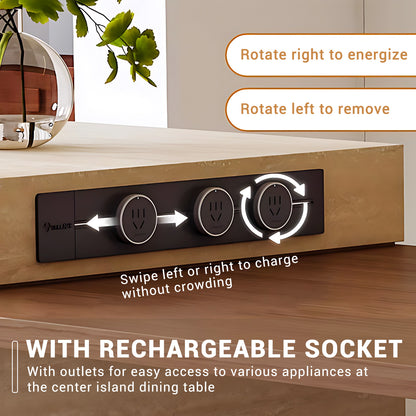 Aihm-Lon L-Shaped Kitchen Island with Extendable Table 86.61"-102.36"