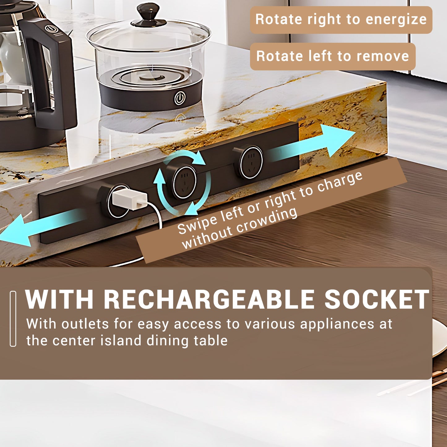 Aihm-Lon Kitchen Island with Extendable Table Wheels and Sink 93.7"-101.57"