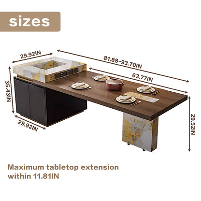 Aihm-Lon Kitchen Island with Extendable Table Wheels and Sink 93.7"-101.57"