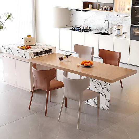 Aihm-Lon Kitchen Island with Extendable Table Unique Countertop 81.1"-100.78"