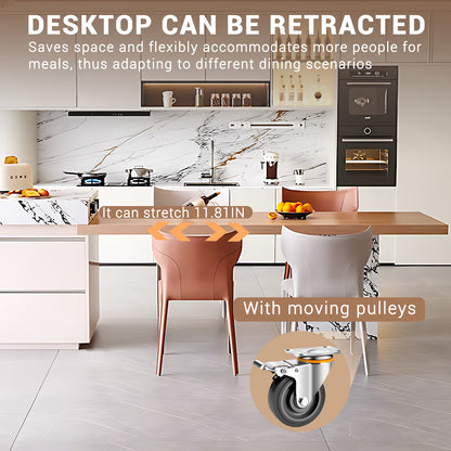 Aihm-Lon Kitchen Island with Extendable Table Unique Countertop 81.1"-100.78"