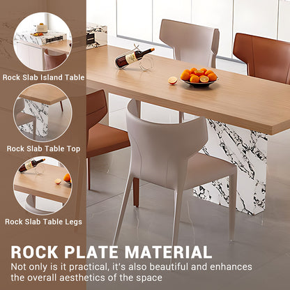 Aihm-Lon Kitchen Island with Extendable Table Unique Countertop 81.1"-100.78"