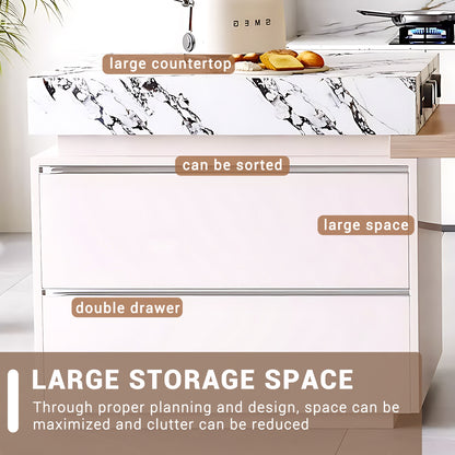 Aihm-Lon Kitchen Island with Extendable Table Unique Countertop 81.1"-100.78"