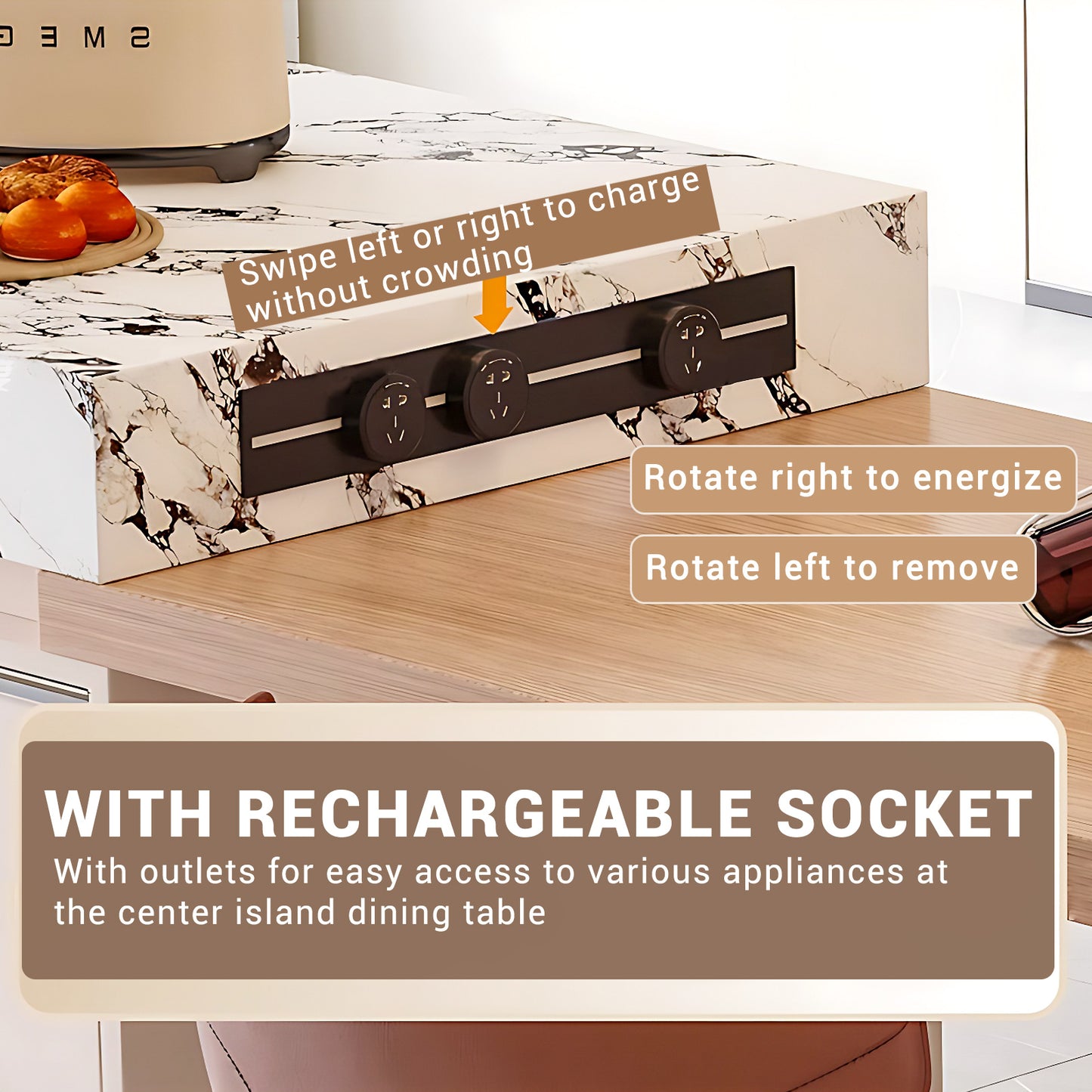 Aihm-Lon Kitchen Island with Extendable Table Unique Countertop 81.1"-100.78"