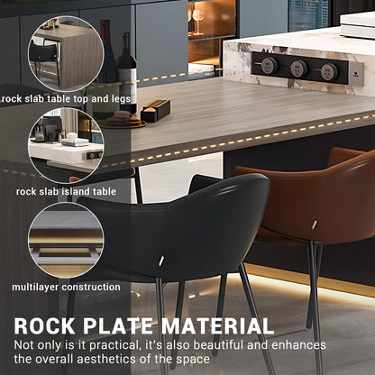 Aihm-Lon Kitchen Island with Extendable and LED Lights 86.61"-98.42"