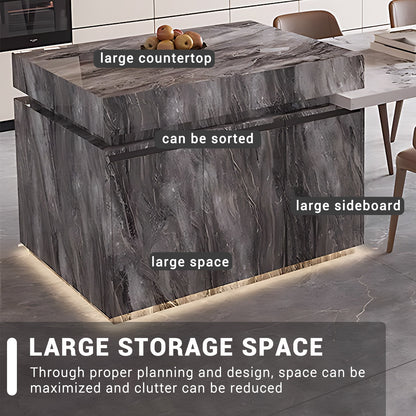 Aihm-Lon Gray Kitchen Island with Extendable Table 86.61"-98.42"