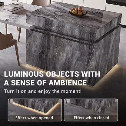 Aihm-Lon Gray Kitchen Island with Extendable Table 86.61"-98.42"