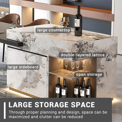 Aihm-Lon Kitchen Island with Extendable and Corner Open Storage 86.61"-98.42"