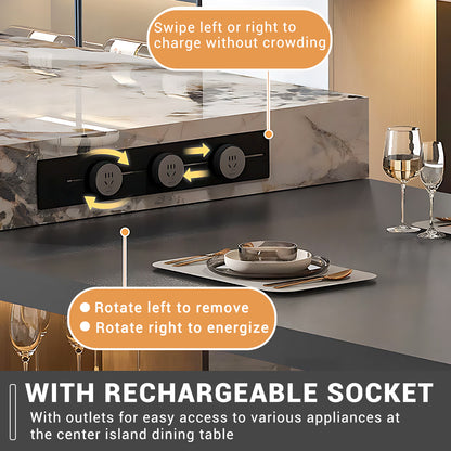 Aihm-Lon Kitchen Island with Extendable and Corner Open Storage 86.61"-98.42"