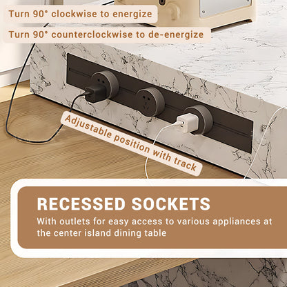 Aihm-Lon Kitchen Island with Extendable Table Storage Cabinet 93.7"-101.57"