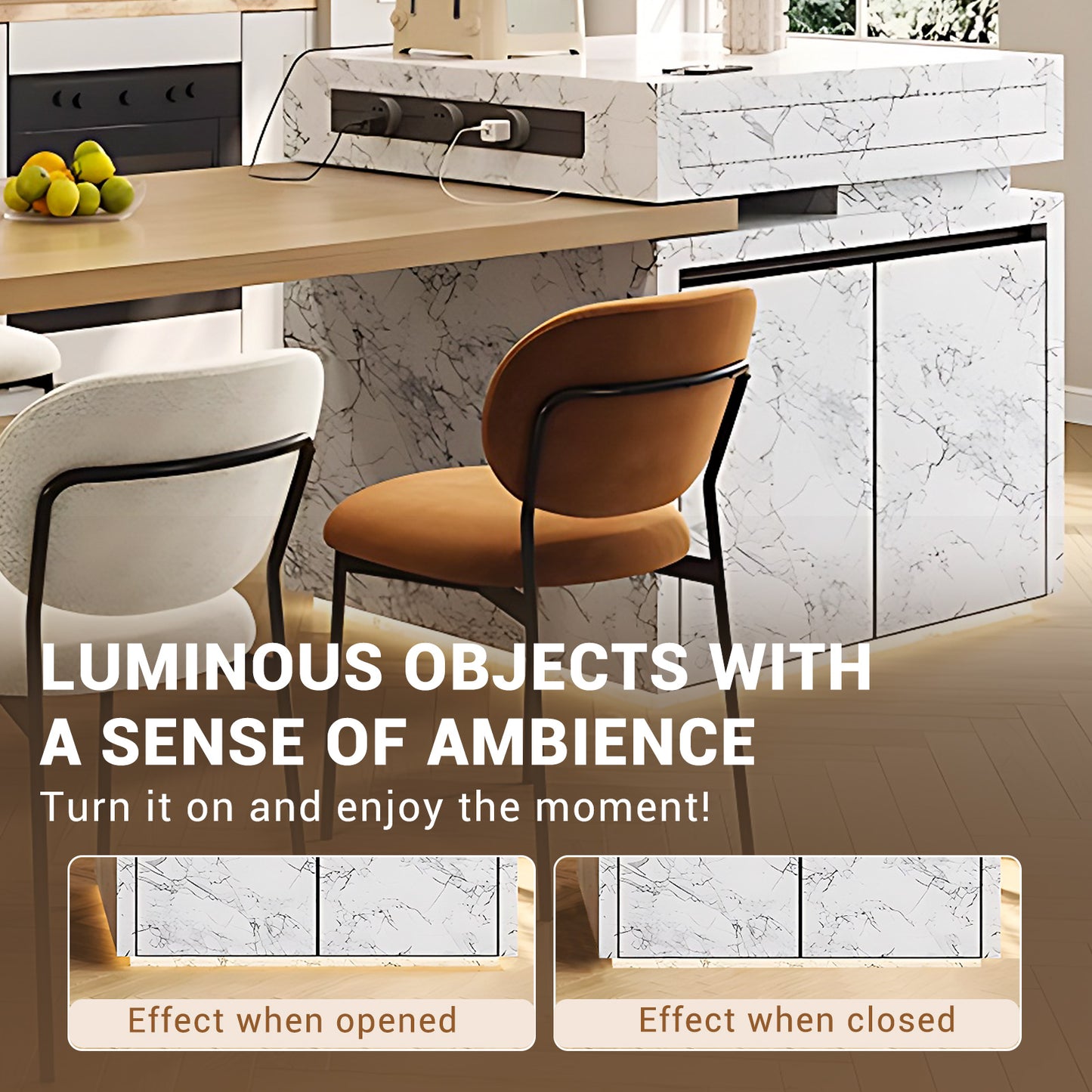 Aihm-Lon Kitchen Island with Extendable Table Storage Cabinet 93.7"-101.57"