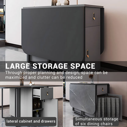 Aihm-Lon Gray Kitchen Island with Extendable Table Chairs 55.11"-62.99"