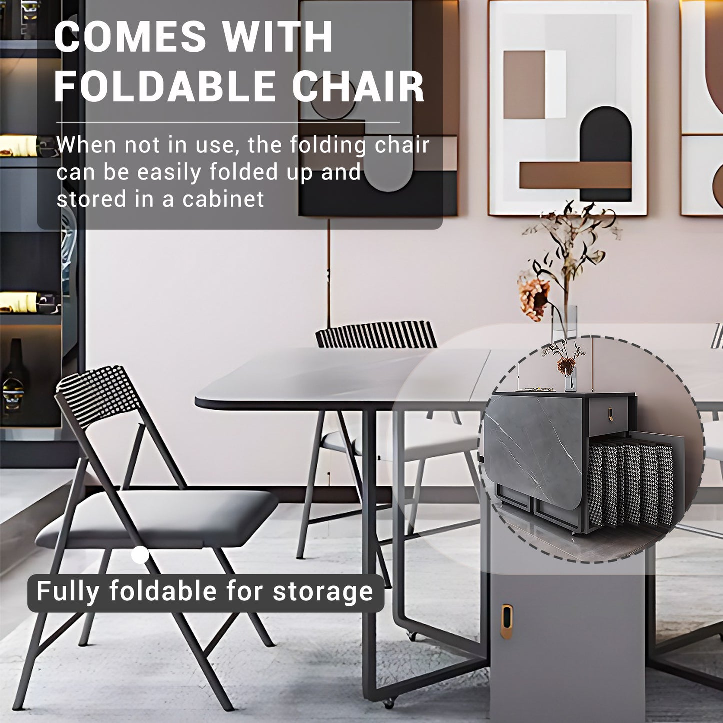 Aihm-Lon Gray Kitchen Island with Extendable Table Chairs 55.11"-62.99"