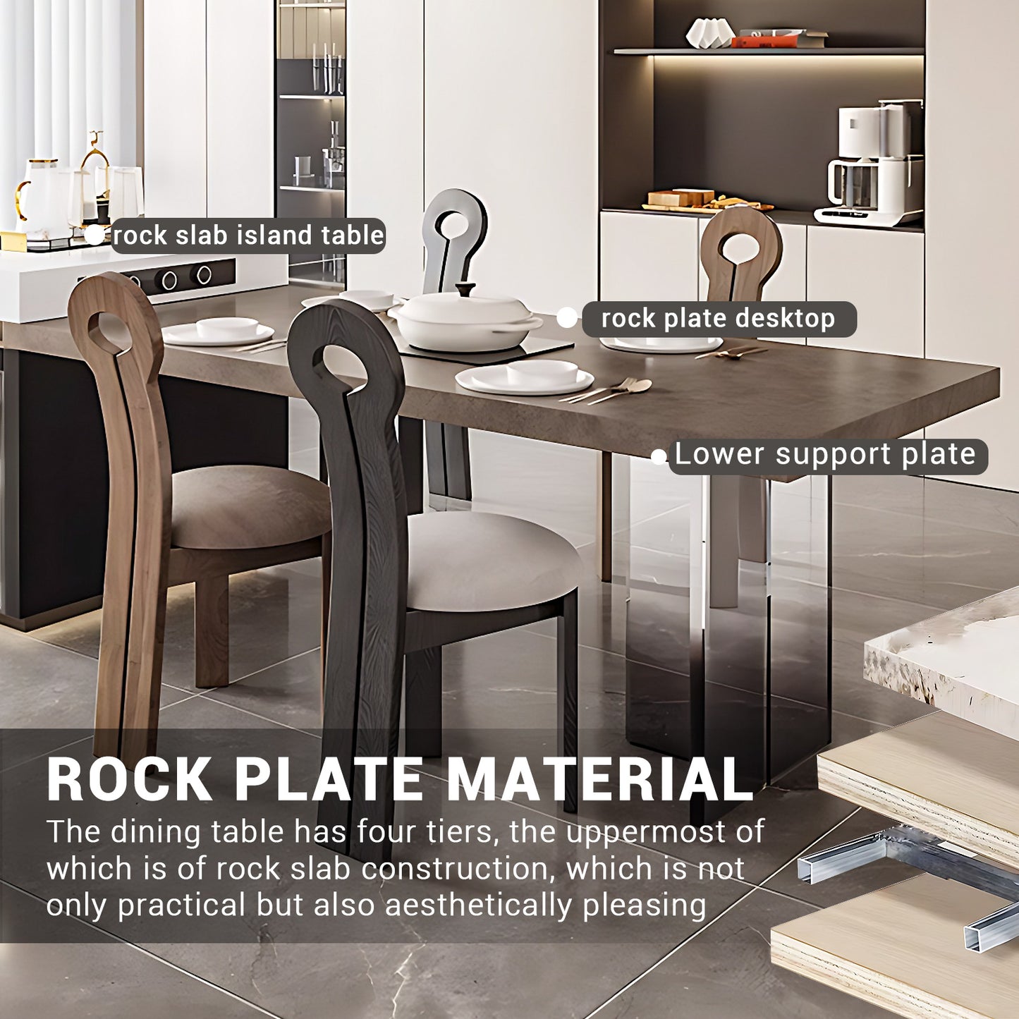 Aihm-Lon Movable Kitchen Island with Extendable Table 92.12"-99.99"