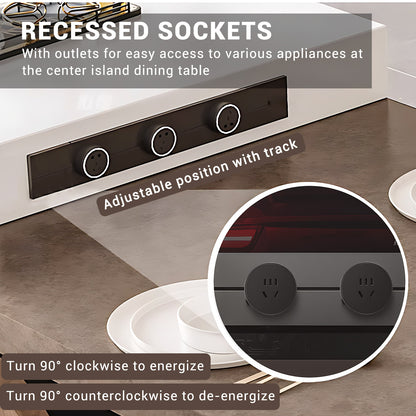 Aihm-Lon Movable Kitchen Island with Extendable Table 92.12"-99.99"